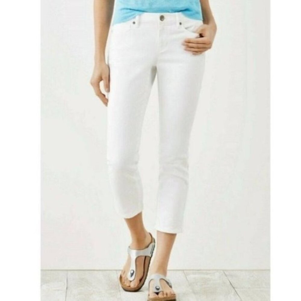 J. Jill White High Rise Cropped Denim White Jeans | Size 12